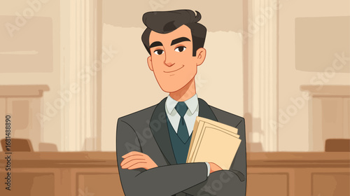 Businessman holding documents in office