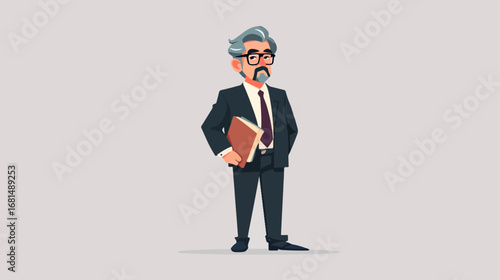 Businessman wearing suit and holding book