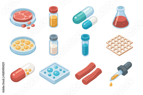 Cells cell icons bioengineered broth strands enrichment icon oxygenation vector dropper texture