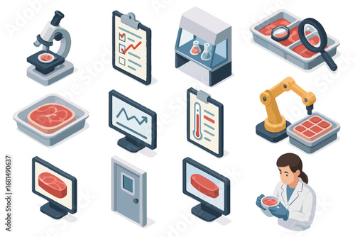 Reviewing visual monitor appearance bioengineering sheet cell icon inspection set screen vector