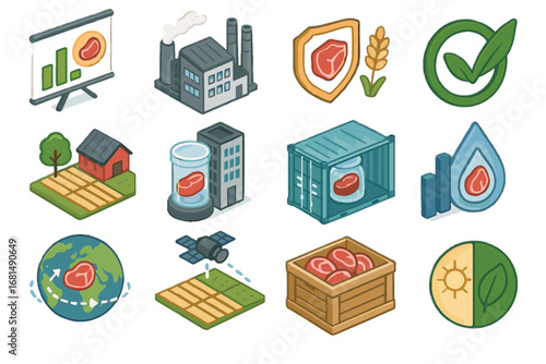 Shipping food impact meat icon supply vector climate bio chart population lab