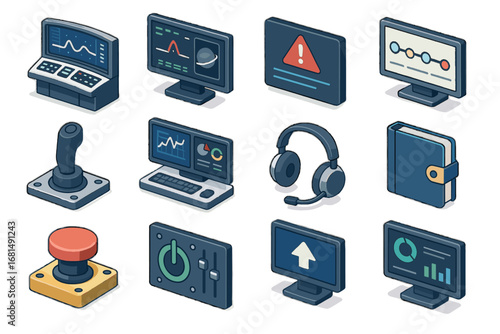 Alert icon workstation space vector control system command mission management logbook