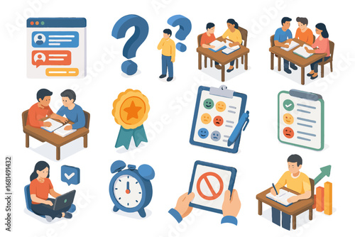 Mark tutoring badge vector engagement discussion study interactive icon form taking icons