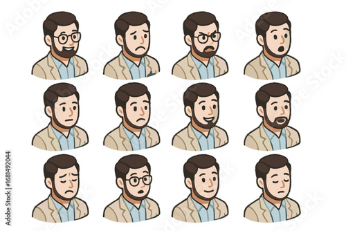 Angry neutral emotion vector happy tired icons hopeful isometric frustrated face icon