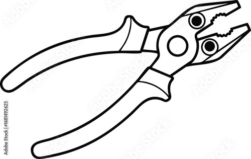 Close up of a wire stripper tool with a simple outline design for easy recognition