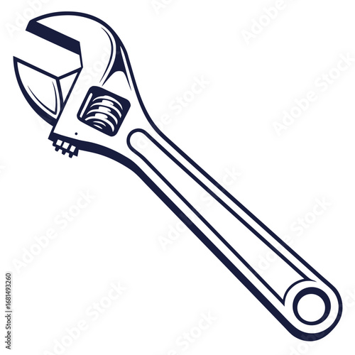 Vector art of adjustable wrench, a versatile tool for plumbing and mechanical work