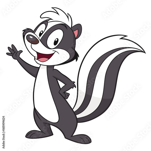 Vector art of cute cartoon skunk waving hello