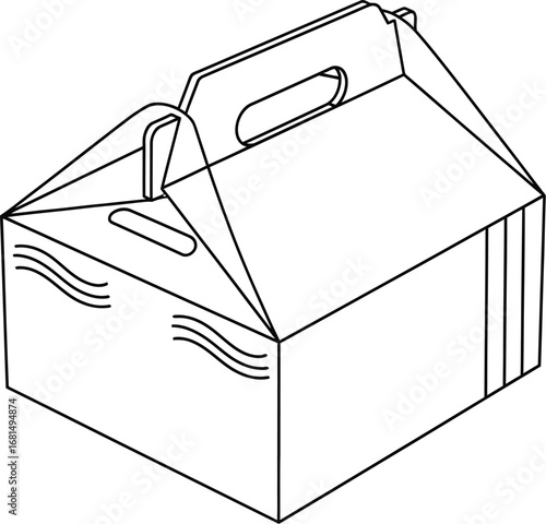 Vector illustration of a cardboard box with handle packaging