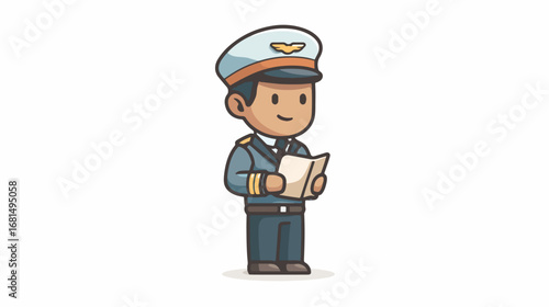 Cartoon officer reading documents