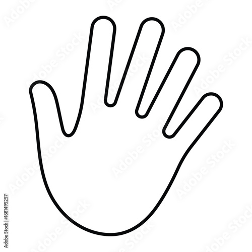 Hand print vector icon. Black outline palm symbol for identity, security, biometric scan, stop sign, or child handprint design.