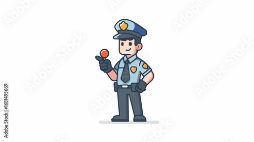 Cartoon police officer holding lollipop