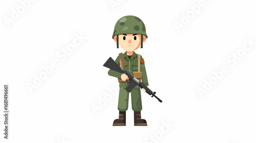 Cartoon soldier illustration in military uniform