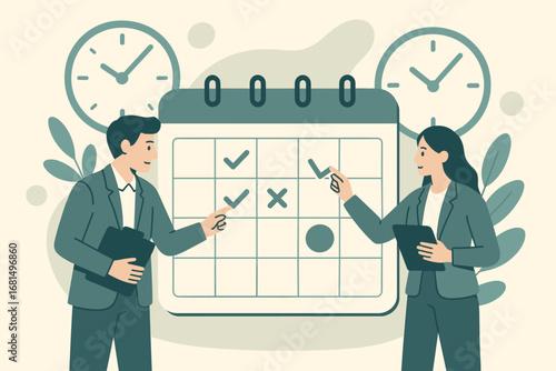 Team collaboration for effective schedule planning with calendar and clocks