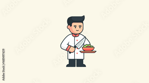 Chef preparing salad illustration