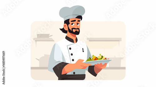 Chef holding vegetable salad dish