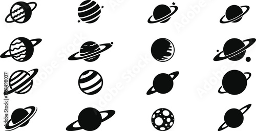 Planet Icons Ringed Planets Celestial Bodies space