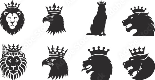 Royal Animal Icons Lion Eagle Tiger Crowns king