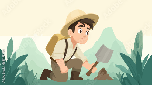 Child explorer digging outdoors