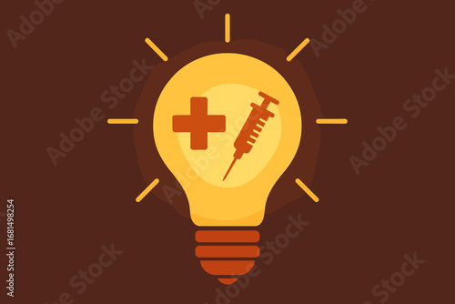 Innovative health solutions: healthcare symbol inside a glowing light bulb