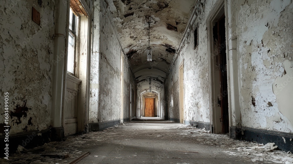 Fototapeta premium Abandoned hospital hallway