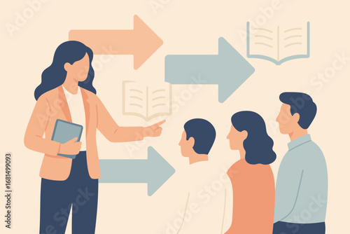 Professional team collaboration and training with business presentation and communication