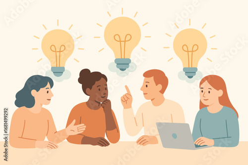 Collaborative teamwork and innovation concept with diverse ideas and creativity