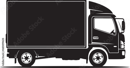 Black Truck Silhouette Vector on White Background Delivery Transport Artwork