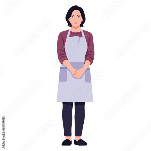 flat vector of female character as housewife maid or housekeeping
