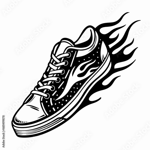 Fire Sneaker Vector – Urban Footwear Digital Art for Designers