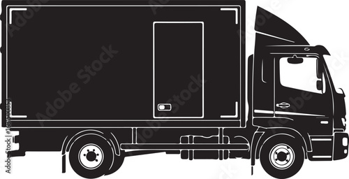 Black Truck Silhouette Vector on White Background Delivery Transport Artwork