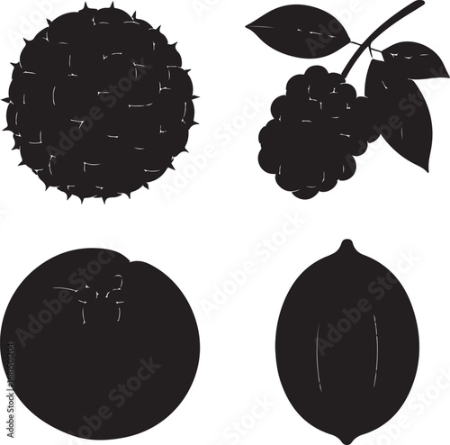 Spiky fruit berry and citrus fruits leaf