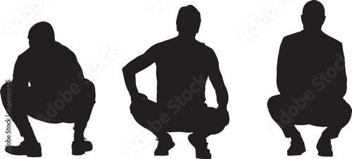 vector,silhouette of back view of a women squatting