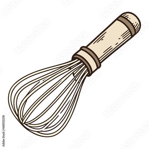 Vector art of a handdrawn illustration of a wire whisk isolated on a, perfect for culinary or baking themes