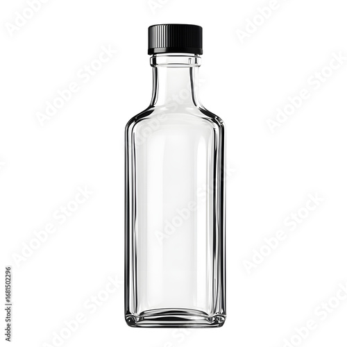 Wallpaper Mural Elegant Transparent Glass Bottle with Black Cap and Label Torontodigital.ca