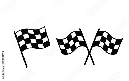 Black and White Checkered Racing Flags Vector Set