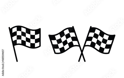 Checkered Racing Flag Vector Icons Set
