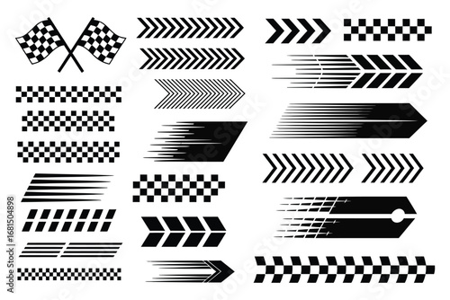Racing Flag and Speed Arrow Vector Icons – Motorsport and Competition Graphics for Racing Design