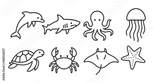 Outline icons of bread, croissant, cupcake, muffin, doughnut, pie, and cookie