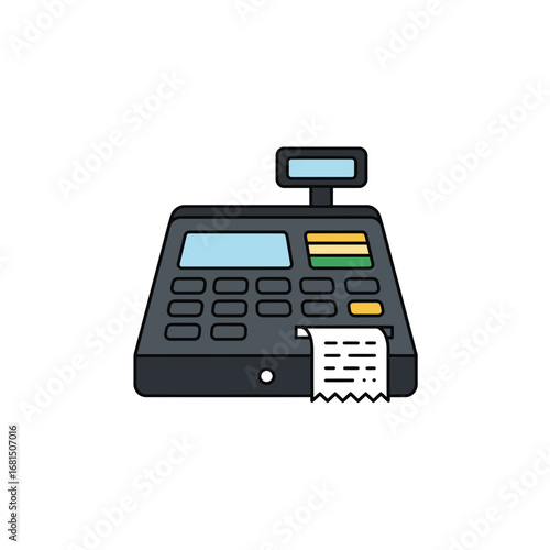 Cash Register Close-up: A detailed close-up of a modern cash register, highlighting its key features, functionality, and design elements.