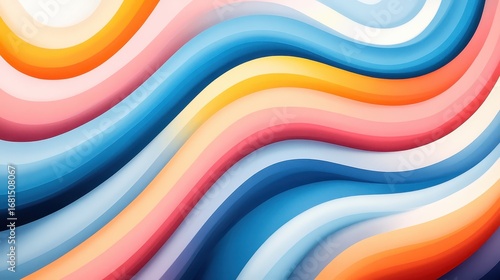 Colorful wavy abstract background, smooth blending of vibrant hues.