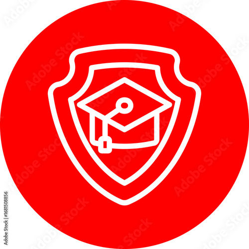 Education Insurance Vector Line White Circle Red Icon Design