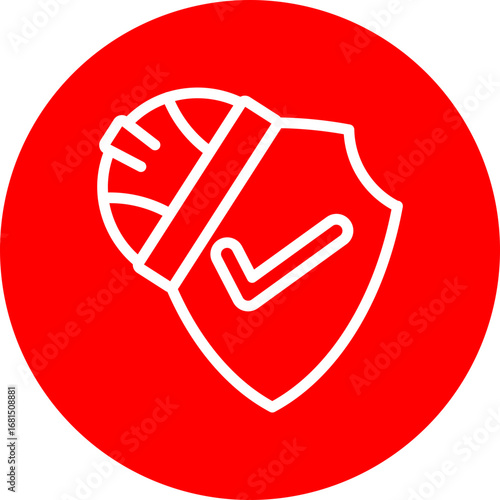 Employment Insurance Vector Line White Circle Red Icon Design