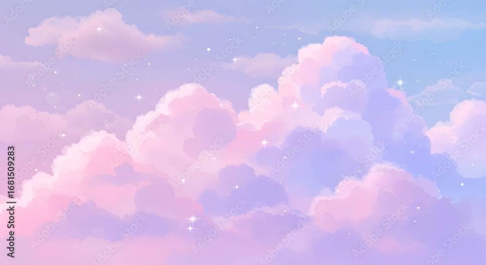 Fototapeta premium Dreamy Pastel Clouds with Sparkles