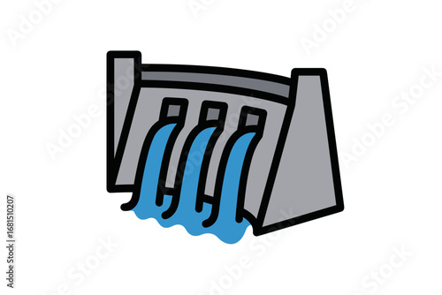 Vector Illustration of Water Dam Icon