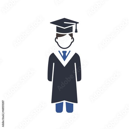 A Silhouette of Academic Excellence: An emblematic depiction of a graduate standing tall, clad in traditional graduation attire, representing the pinnacle of education and intellectual attainment.