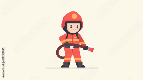 Fireman cartoon illustration in red uniform