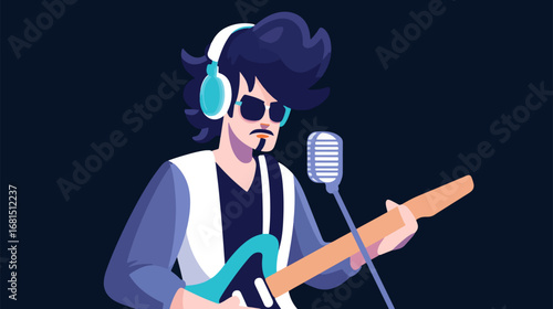 Flat illustration of music performer