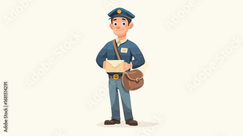 Friendly postal worker holding envelope