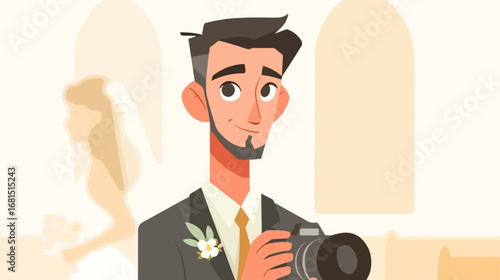 Groom taking photo at wedding ceremony