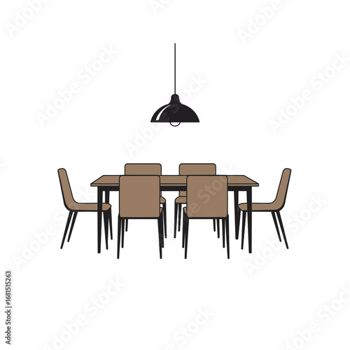 Minimalist Dining Room: A simple and elegant dining area is presented, featuring a table, chairs, and a modern pendant light.